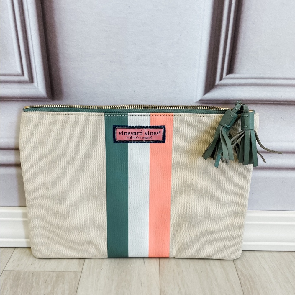 Vineyard Vines Striped Canvas Pouch